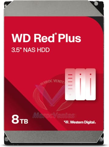 Disque Dur Interne 8 TB NAS RED PLUS SATA 6GB/S (SATA III) 5640 RPM CACHE 256 MO WD80EFPX