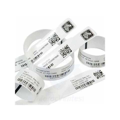 Zebra Z- band Ultrasoft With adult seize , adhesive closure , 25mm*279 mm Adult Size , 175/Roll , coe 25,4mm colour withe 61094