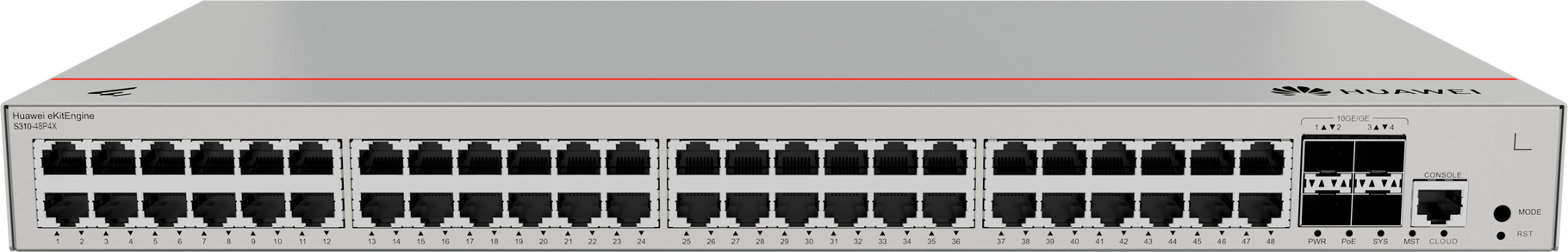 Switch S310-48P4X (48*10/100/1000BASE-T ports(380W PoE+), 4*10GE SFP+ ports, built-in AC power) 98012385
