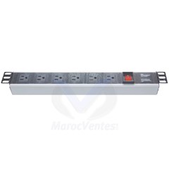 BASE DE MONTAGE 1U 10" MODULE DE PRISE EN PVC 6 PIÈCES AVEC  INTERRUPTEUR MARCHE/ARRÊT