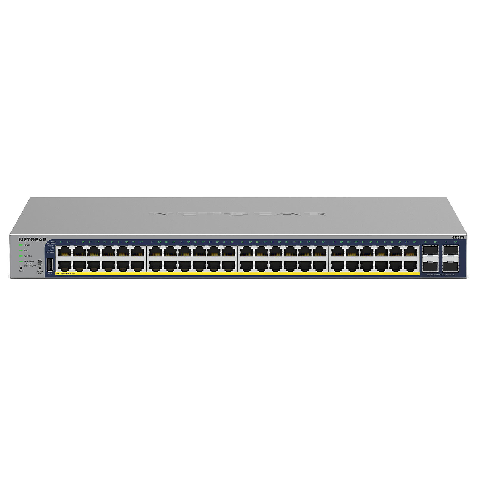 SWITCH MANAGEABLE L2 52 PORTS GIGABIT + 4 PORTS SFP POE+ 380W GS752TP-300EUS