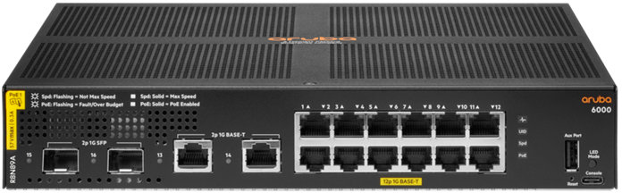 Switch Aruba 6000 12G Classe 4 PoE 2G/2SFP 139 W Géré L3