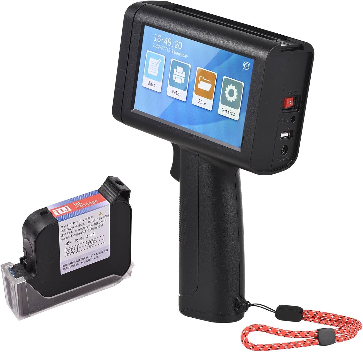 Imprimante à Jet d'encre Portable 600DPI, pour Codes à écran Tactile de 4,3" avec Cartouche d'encre à séchage Rapide