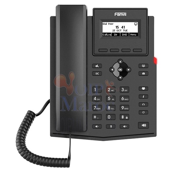 Téléphone Fanvil IP SIP 2 comptes avec écran noir et blanc, X301