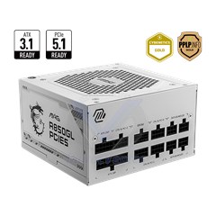 Alimentation MSI MAG A850GL PCIe5 Blanc 306-7ZP8A24-CE0