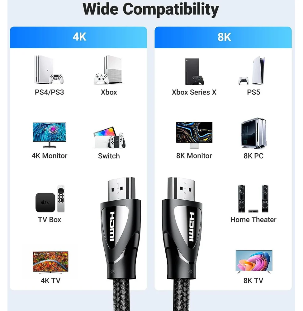 Cable HDMI 2.1 Male to Male 2M 80403