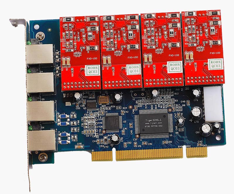 Carte PCI Avec 4 ports FXS ou FXO pour 4 lignes RTC VZA4P